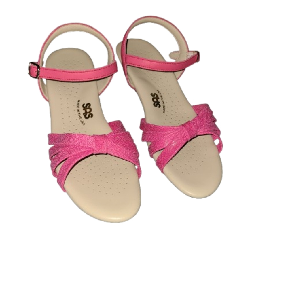 SAS Strippy Pink Leather Sandals Size 11N Comfort Adjustable